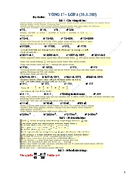 Đề thi violympic môn Toán Lớp 4 - Vòng 17 - Năm học 2014-2015